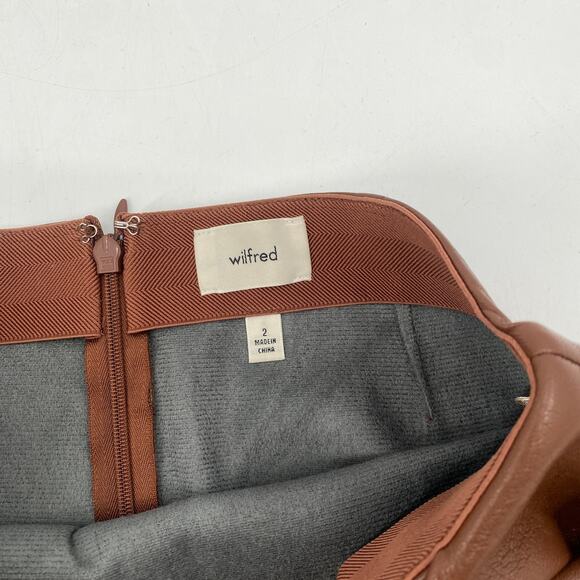 Aritzia Wilfred Brown Faux leather Wrap Mini Skirt - Picture 5 of 10